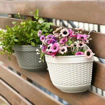 K životnému prostrediu, montáž na Stenu kvetináč Imitácia Ratanu Tkanie Semi Kruhové Kvetináč na Balkón a Záhrada