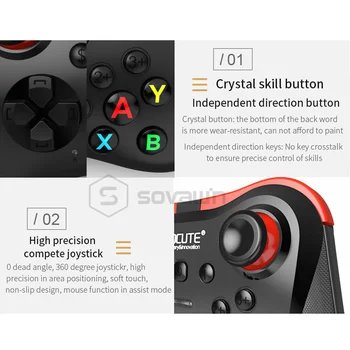 Mocute 056 Bluetooth Gamepad Android Bezdrôtový Ovládač VR Radič Mobile Joypad pre PUBG Smartphone Smart TV BOX PC + Držiak