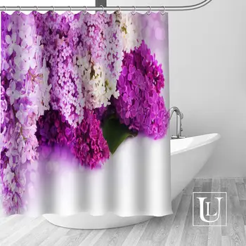 Najlepšie Pekné Vlastné Lila kvety Sprchový Záves Osobné vzor Vaňa Opony Nepremokavé tkaniny Tkaniny Pre Kúpeľňa viac veľkosť