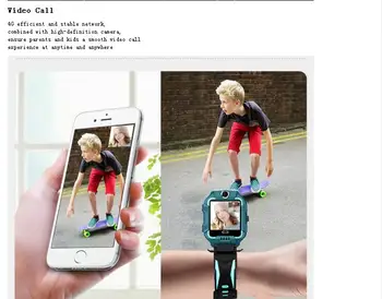 Y99A Deti Flip dizajn a 360°otáčať telo Smart hodinky 4G GPS, WIFI Tracker SOS videohovor pre Deti Anti Stratil Monitor modrá