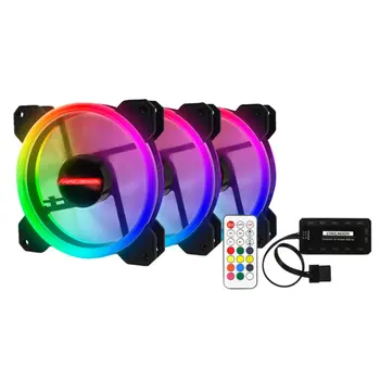 3ks RGB 120mm 12V Cool Módne slnečné zatmenie Stlmiť farebné PC Prípade Systém Chladiaci Ventilátor