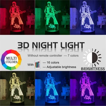Farebné 3D Led Nočné Svetlo Johnny Hallyday Guita Obrázok Nočného pre Fanúšikov Klubu Izba Dekor Osvetlenie Usb Batéria Tabuľka Lampa