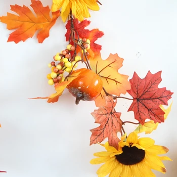 TOP!-Jesenné Slnko Kvet Ratan Halloween Dvere Hlavu Vďakyvzdania Dekorácie Javorový List Berry Dekorácie Mäkké Viniča