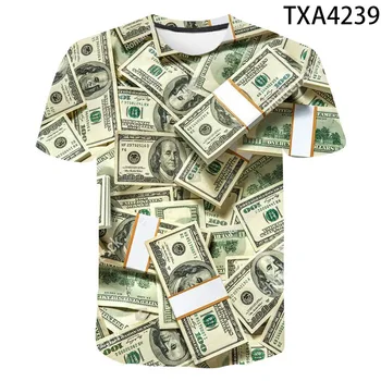 Nový Dolár T Shirt Mužov Ženy, Deti, Peniaze Vytlačené T-shirt Gotický 3D Tlač Zábavné Pohode Chlapec Dievča Deti Oblečenie Letné Topy Tees