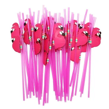 10pcs Ružová Fluorescencie Plastové Flamingo Honeycomb Samolepky pre Svadobné Party Dekorácie Vianoce, Halloween Party Papier Slamky
