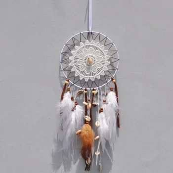 Hnedé a biele Indiana pierko kolo čistý ornament shell veterné zvonkohry tvorivé biele pierko, handmade šperky, prívesok 2020 Nové
