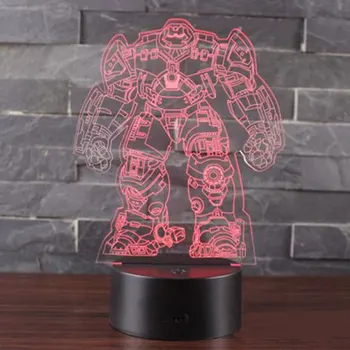 Robot iron man téma 3D Lampa LED nočné svetlo 7 Farieb Zmeniť Dotyk Náladu Lampa Vianočný darček Dropshippping