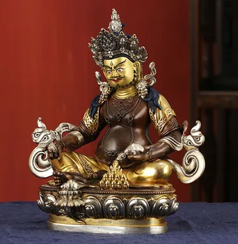 2020 High-grade Buddha mosadzná socha - DOMOV rodinný účinnú ochranu Tibetskej Nepál Žltá Jambhala šťastie, boh, Budha 21 CM