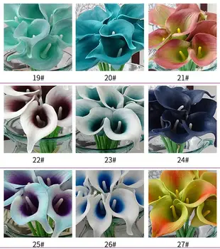 200Pcs/veľa Skutočný Dotyk Dekoračné Umelé Kvety Kala lily Svadobné Kytice Svadobné, Umelé Kytice Párty Dodávky 33 farba