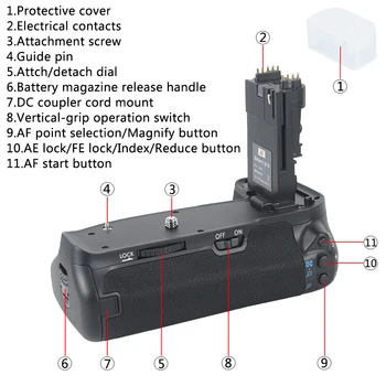 DSTE BG-E9 Multi-Power Vertikálne Battery Grip Batérie Rukoväti Držiak S 2 KS LP-E6 pre Canon 60D 60Da Fotoaparát