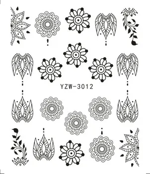 1 ks na Nechty, Nálepky Vody Obtlačky Motýľ Kvetinový Zvierat Čierna Biela Geometrie Jazdca Manikúru, Nail Art Decoration