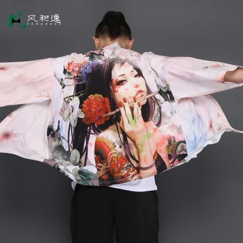 Muži Japonsko Štýl Vzor Tlač Kimono Šaty, Sveter Tričko Bunda Letná Muž Streetwear Bežné Pol Rukávy Tričko Kabát