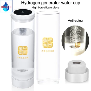 Zdravé Anti-Aging, Bohaté na Vodík Generátor 600 ml Fľaša na Vodu Nabíjateľná H2 Titán Alkalickej Elektrolýzy Ionizátor Sklo Pohár