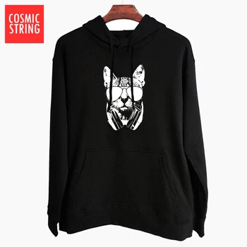 KOZMICKÉ STRING bavlna streetwear DJ mačka tlače unisex hoodies bežné cool veľký veľkosť mužov hoodies voľné jeseň nadrozmerné hoodies topy
