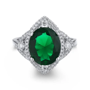 DY Veľké Centrum Oválne Vytvorené Nano Emerald Cubic Zirconia Solitaire Luxusné Krúžok Pre Ženské Módne Šperky 925 Sterling Silver Ring
