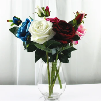 Simulácia Kvety Flannelette Umelé Ruže Kvetinové Ozdoby, Svadobné Svadobné Drží Falošný Kvetinové Kytice Domov Záhrada Dekor
