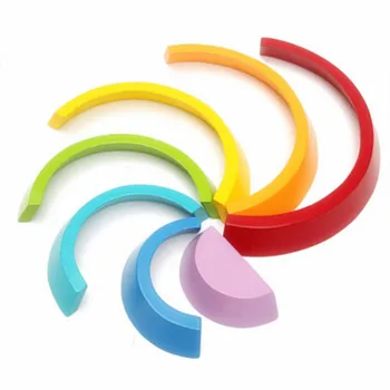 7Pcs/Nastaviť Farebné Drevené kocky, Hračky Rainbow Montáž Bloky Dieťa Detí Vzdelávacie Dieťa Unisex Hračky