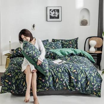 Nordic 60-tych rokov, posteľná bielizeň z Egyptskej bavlny nastaviť High-end Prešívaný Tropické Listy, Kvety tlač Povlaky na Prikrývku kryt Posteľ list obliečka na Vankúš