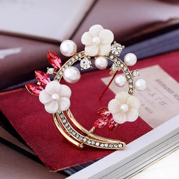 Kvet Rastliny Brošňa brošňa pearl kolíky rastlín Móda Pre ženy Benátskej pearl Crystal Fashion Krásne Šperky Moderné Dievča Darček