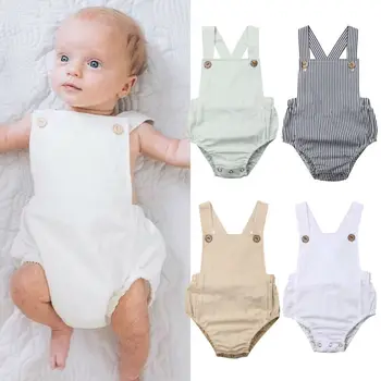 Letné novorodenca Romper bez rukávov prekladané módne vonkajšie jumpsuit nohavice Infant boys dievčatá oblečenie