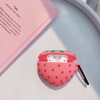 Pre AirPods Prípade Roztomilý Kreslený Jahoda Candy Pink dievčatá Slúchadlá puzdro Pre Apple Airpods 2 Chrániť Kryt s Prst Prsteň Popruh