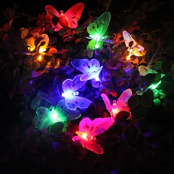 BEIAIDI 4M 12Leds Motýľ Solárne String Svetlo Optický Víla Svetlo String Garland Outdoor Záhrada Strany Vianočné Svetlo