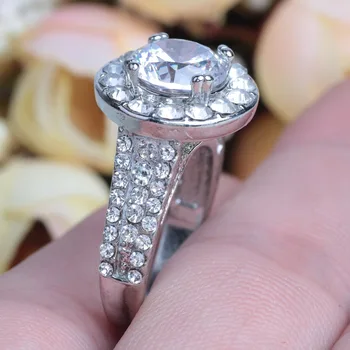 YWOSPX Nové Luxusné Svadobné Svadobné Strieborná Farba Zirkón Krúžok Anel Šperky Valentín Crystal Prstene Pre Ženy Anillos Dary