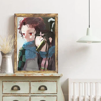 Japonské Anime Démon Vrah Maľby: Plátno Plagátu A Grafika Nástenné Art Deti Nástenná Maľba Rám Obývacia Izba Domáce Dekorácie