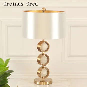 Americké luxusné zlaté mramoru stolná lampa štúdia spálňa nočná lampa fashion nová biela dekoratívne stolná lampa