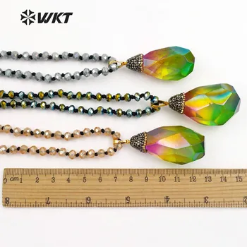 WT-NV204 Veľkoobchod s prírodným kameňom náhrdelníky kvapka vody kryštál kremeňa s 28-palcové crystal korálky 4 voliteľné farby ženské šperky