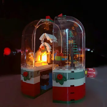 2020 Vianočné Snow Dome Model Darčeky Stavebné Bloky S ľahkou Mesto S Santa Claus Obrázok Tehly Auta HOBBY Hračky 249Pcs