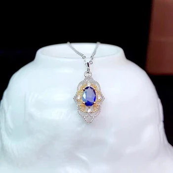 Prírodné blue sapphire drahokam náhrdelník pre ženy, strieborné šperky, originálny prírodný klenot jemné šperky narodeninovej párty darček zadarmo lode