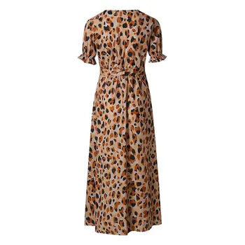 WildPinky Lete Leopard Šaty 2020 Ženy Dlho Zábal Plážové Šaty, Sexy tvaru Krátky Rukáv Tlačidlá Party Šaty Sundress Vestidos