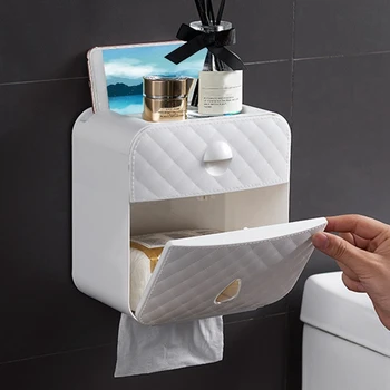 Nástenné Toaletný Držiteľ Tkaniva Úložný Box Papierových Uterákov s Police a Zásuvky pre Kúpeľňa