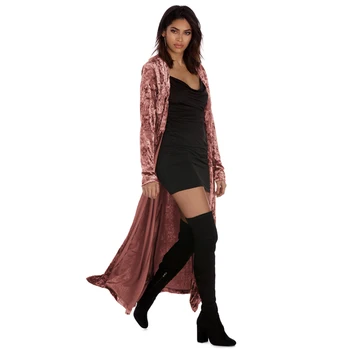 2020 Nové Žien Jeseň Velvet Coats Dlhý Rukáv Pevné Rovné Dlhá Srsť Velvet Cardigan Bežné Slim Bunda Vrchné Oblečenie Plus Veľkosť