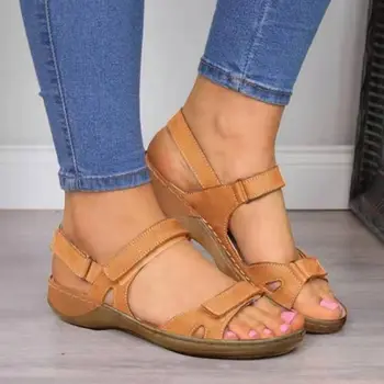 2020 Ženy sandále pohodlné pevné ploché s klin otvorené prst Ležérne módne sandále žena topánky letné plus veľkosť dámy topánky