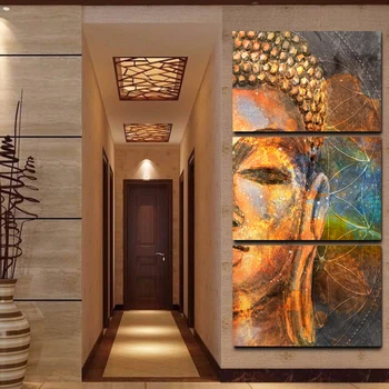 Rámovanie HD Tlač 3 ks plátno na stenu umenie Abstraktné Zlatého budhu maľovanie moderného domova pre obývacia izba dekor wall art /PT1036