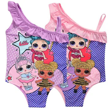 Lol plavky Dievčenské jednodielne Plavky Batoľa Deti, Detské Kreslené Bikini Deti Plávať Nosenie, Plavky, plážové oblečenie pre Dievča