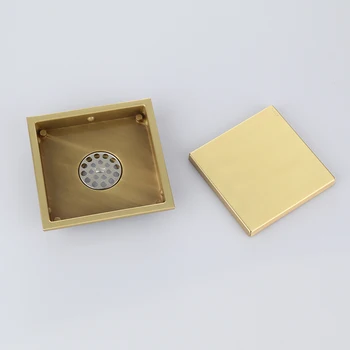 Nové Luxusné zlaté 304 pevnej nehrdzavejúcej ocele 150 x 150mm námestie anti-zápach poschodí mozgov kúpeľňa neviditeľné zlatý dážď mozgov