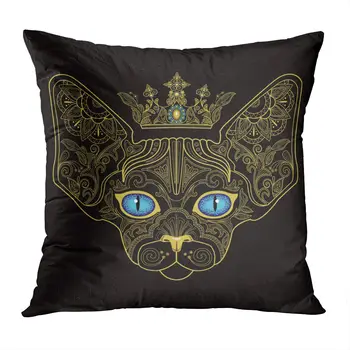 Animals Throw Pillow Cushion Cover Cat Head Sphinx Soft Velvet Square Cushion Case Couch Cover Pillowcase For Sofa Chair Bedroom