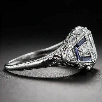 JoiasHome 925 sterling silver ring Európskych a Amerických tvorivé kvety vykladané s blue topaz žena zásnubný prsteň
