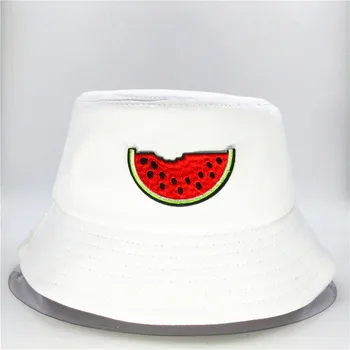 2020 nový štýl Melón ovocie výšivky Vedierko Hat Rybár Klobúk vonkajšie cestovné klobúk Slnko Spp Čiapky pre mužov a Ženy 225