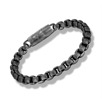New‘s Vintage Oxidized Cool Double Curb Chain Bracelets for Men Stainless Steel Punk Antique Cubic Chain Male Pulseira Boy Gift