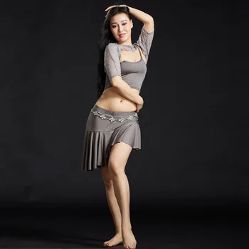 Lady ženy Dospelých Sexy Kostýmy Brušného Tanca Krátke Rukávy Oblečenia 3ks Set-Top a Sukňu Čipky Bunda Dancewear Kostým Bellydance