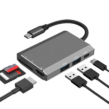 USB C Hub s USB 3.0 Porty 4K kompatibilný s HDMI pre Macbook Pro/Vzduchu a Ďalšie USB Zariadenia, C PD Plnenie SD/TF Karty, Čítačky hub