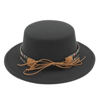 Mistdawn Klasické slamený klobúk, Klobúk Unisex Fedora Klobúk Cirkvi Bowler Bravčové Koláč Spp w/ Bull Lebky Pletená Pásu