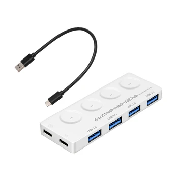 USB 3.0 Údaje Hub s Jednotlivými Dotyk On/Off Prepínače a LED Svetlo pre Notebook 62KA