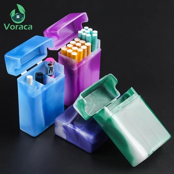Prenosné Plastové Cigariet Prípade Box Muiticolor Top Flip Ľahšie Úložný Box Držiteľ Fajčenie Nástroje 3 Farby Oddelení Náhodný