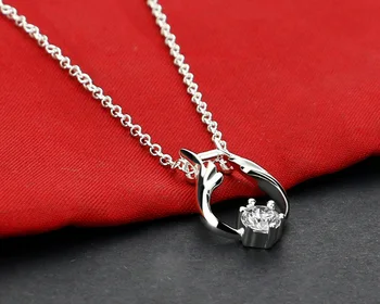 925 sterling silver náhrdelník ženský štýl zirkón prívesok módny dizajn pevný strieborný náhrdelník dámy populárne clavicle náhrdelník