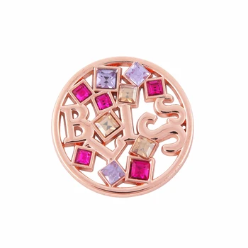 Vinnie Dizajn Šperky Rose Gold Prívesok Náhrdelník Blaženosti Broskyňa Crystal Mince pre 35mm Rám Prívesok na Mince Chovateľ